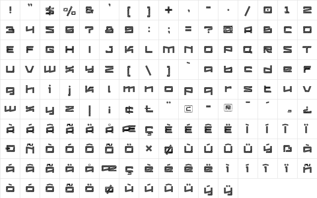Logofontik 4F Stripes  glyph index