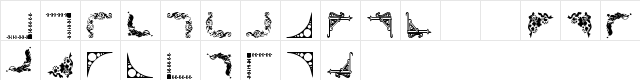 Vintage Decorative Corners 3 Regular  glyph index