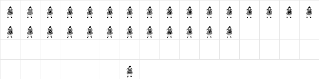 JLR Chubby Chick Regular  glyph index