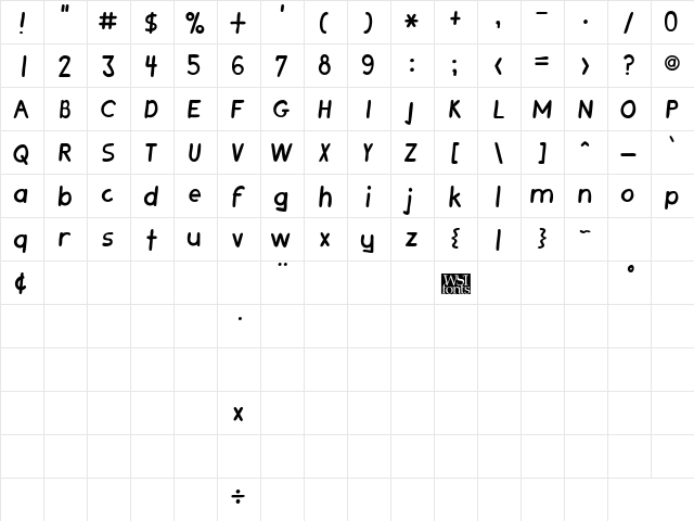 Muse Bold  glyph index