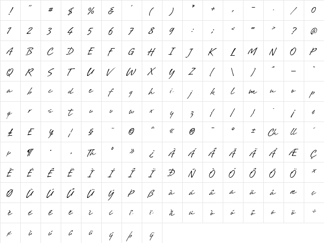 Brisa Regular  glyph index