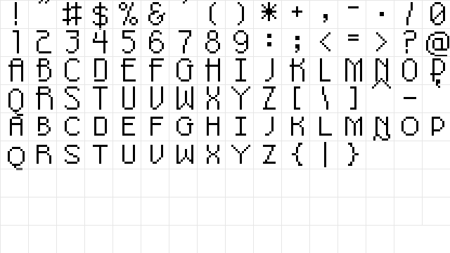 Pixel-Noir Skinny Caps Regular  glyph index