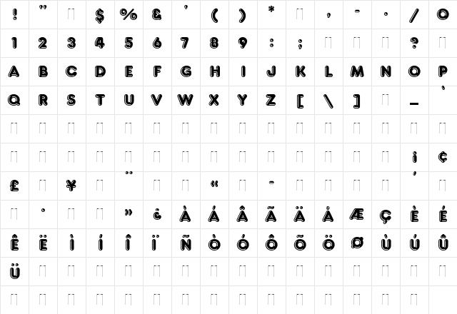 Frankfurter Highlight Regular  glyph index