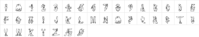 Bizzy Bunny Regular  glyph index