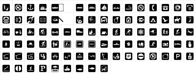 PIXymbolsTravelBlack-Italic Medium Italic  glyph index