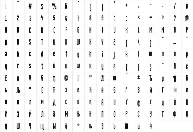 MartenCyrG Rough  glyph index