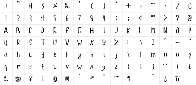 This Boring Party Regular  glyph index