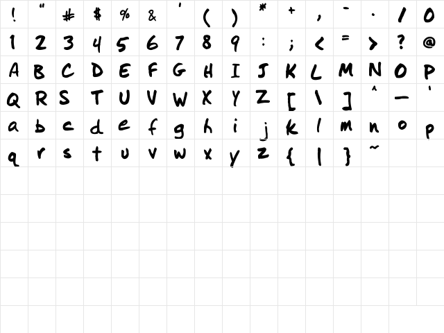 I Did This! Regular  glyph index