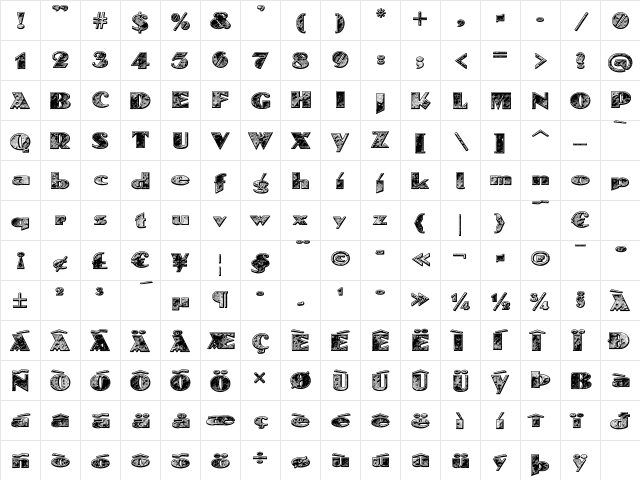 SkuareNot 'Waveform' Regular  glyph index
