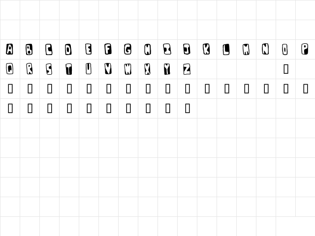 Bunker Regular  glyph index
