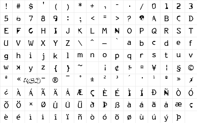 FKR ParkLife UltraBold  glyph index