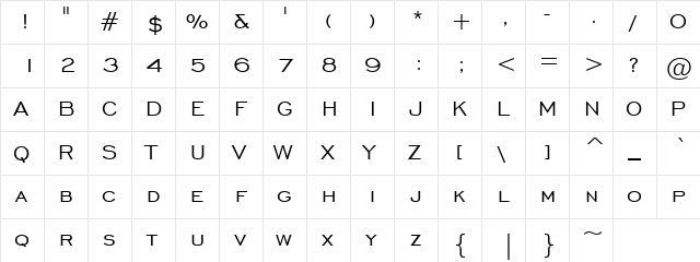 Cow Boy Regular  glyph index