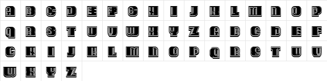 Oliba 3D Regular  glyph index