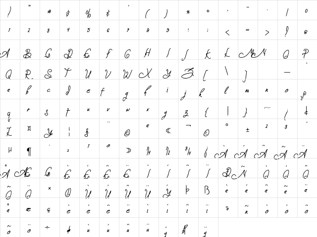 Zeinstore Regular  glyph index