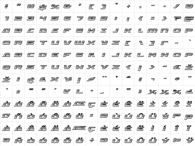 Iapetus Chrome Italic Italic  glyph index