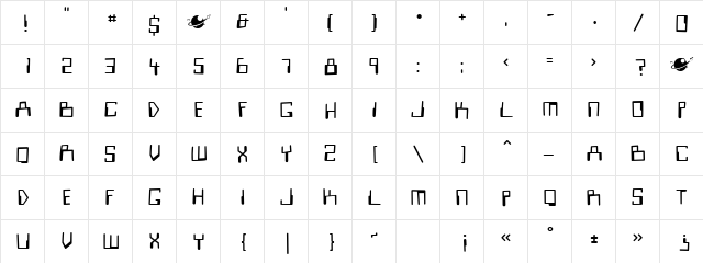 Look Sir, Droids Regular  glyph index