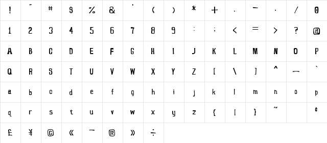 SG BROKENHEAD Regular  glyph index