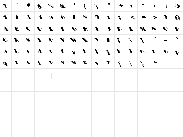 BIGCITY-Normal Extreme Lefty Regular  glyph index