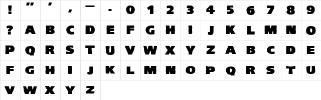 VTC-KomikaHeadLinerTwo Wide  glyph index