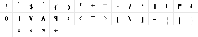 GE Contrast Bold Bold  glyph index