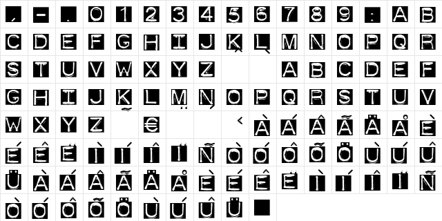 DymoFontInvers Regular  glyph index