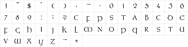 CallifontsF55PostScript Regular  glyph index