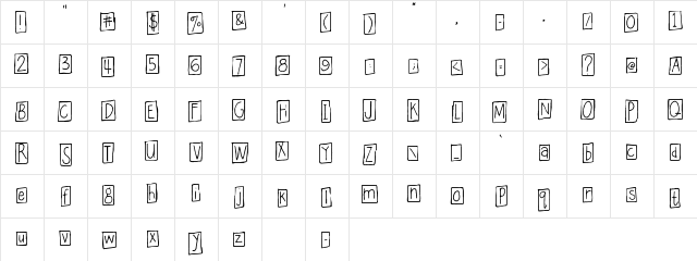 MA Quaddie Regular  glyph index