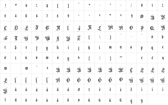 Morsten Regular  glyph index