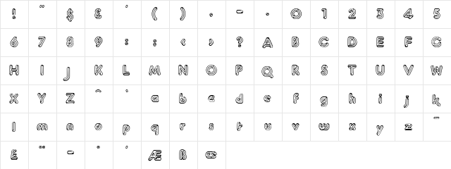 PlutoClaude Outline Regular  glyph index