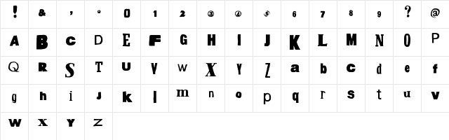 New Regular  glyph index