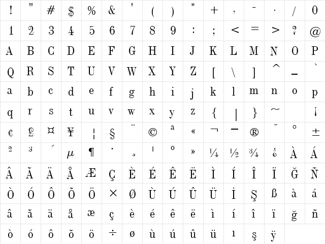 00693 Regular  glyph index