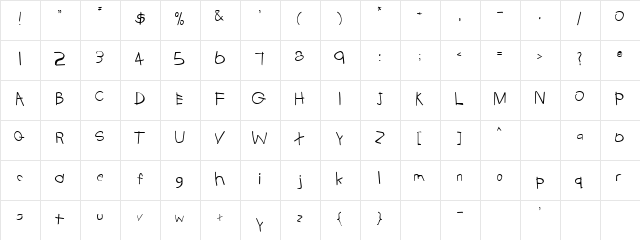 TRIONAA Regular  glyph index