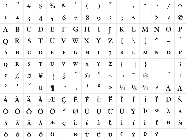 SavoySmc Bold  glyph index