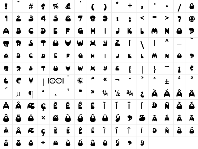 Altamonte NF Regular  glyph index