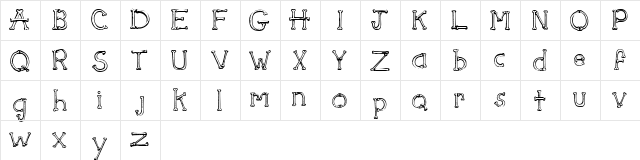 SketchBones Regular  glyph index
