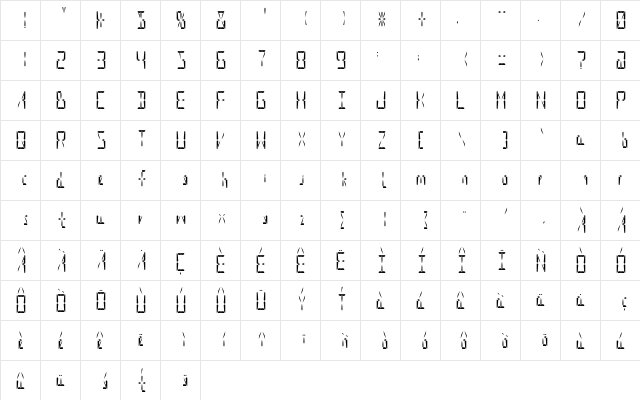 Supernova Display Regular  glyph index