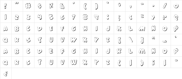 #44 Font Shadow Shadow  glyph index