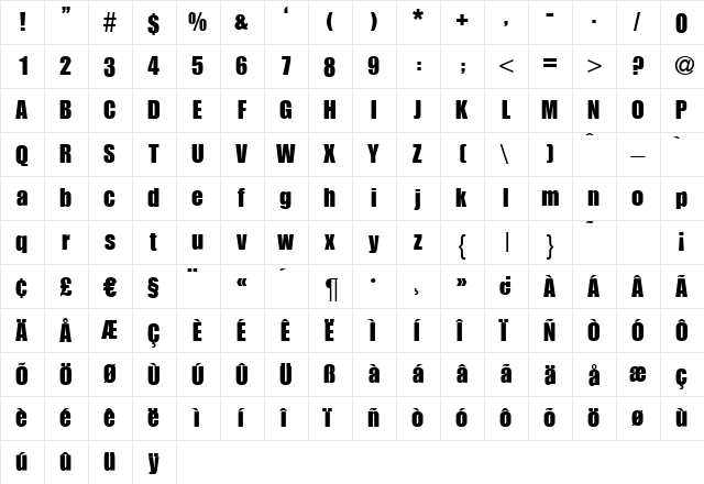 I770-Sans Regular  glyph index