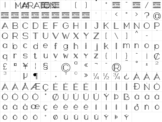 Maraton Personal Use Regular  glyph index