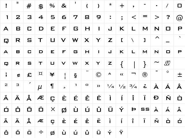 Fortis SSi Regular  glyph index