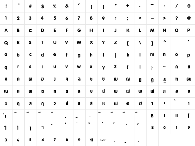 DSN SuKumWit Regular  glyph index