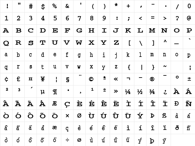 Hedge Regular  glyph index