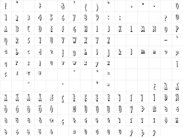 RicksAmericanNF Regular  glyph index