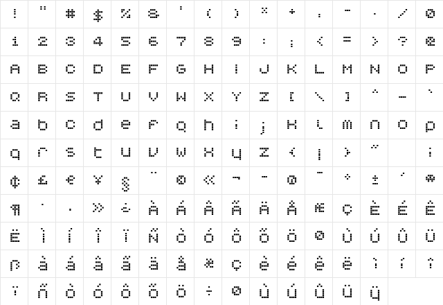SynkroV01 Regular  glyph index