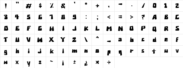 Brexi Stone-DEMO Regular  glyph index