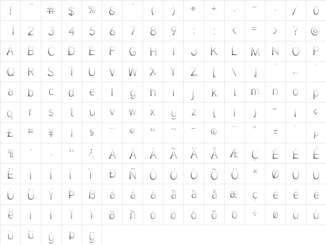 ATHREEDTOFFUCUBIC Regular  glyph index