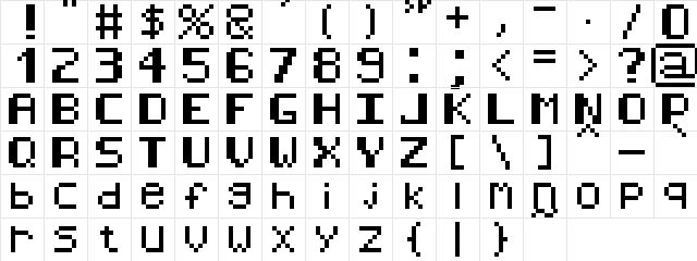 8-bit pusab Regular  glyph index