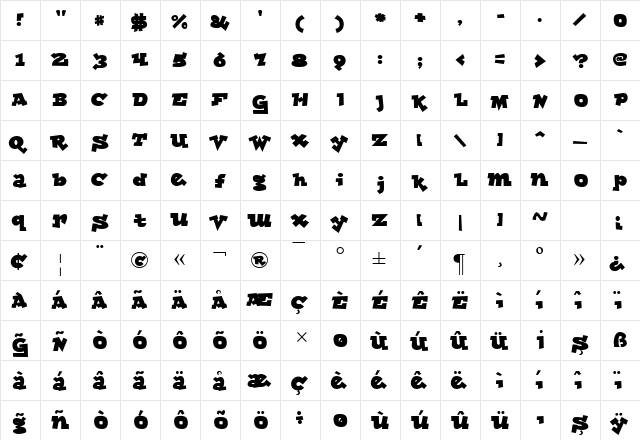 TR Lockergnome Regular  glyph index