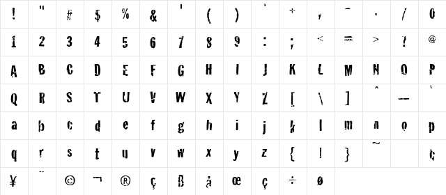 Crackhouse Medium  glyph index