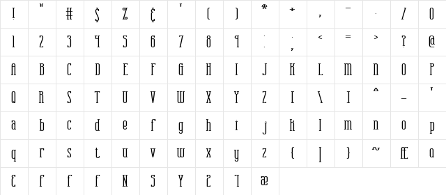 Combustion Wide BRK Normal  glyph index